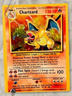 Charizard Pokémon Card Metal Sign - Orange & Yellow